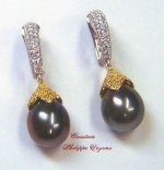 earrings OO9013, Tahiti Pearls and Diamonds earrings,  * click here to enlarge *